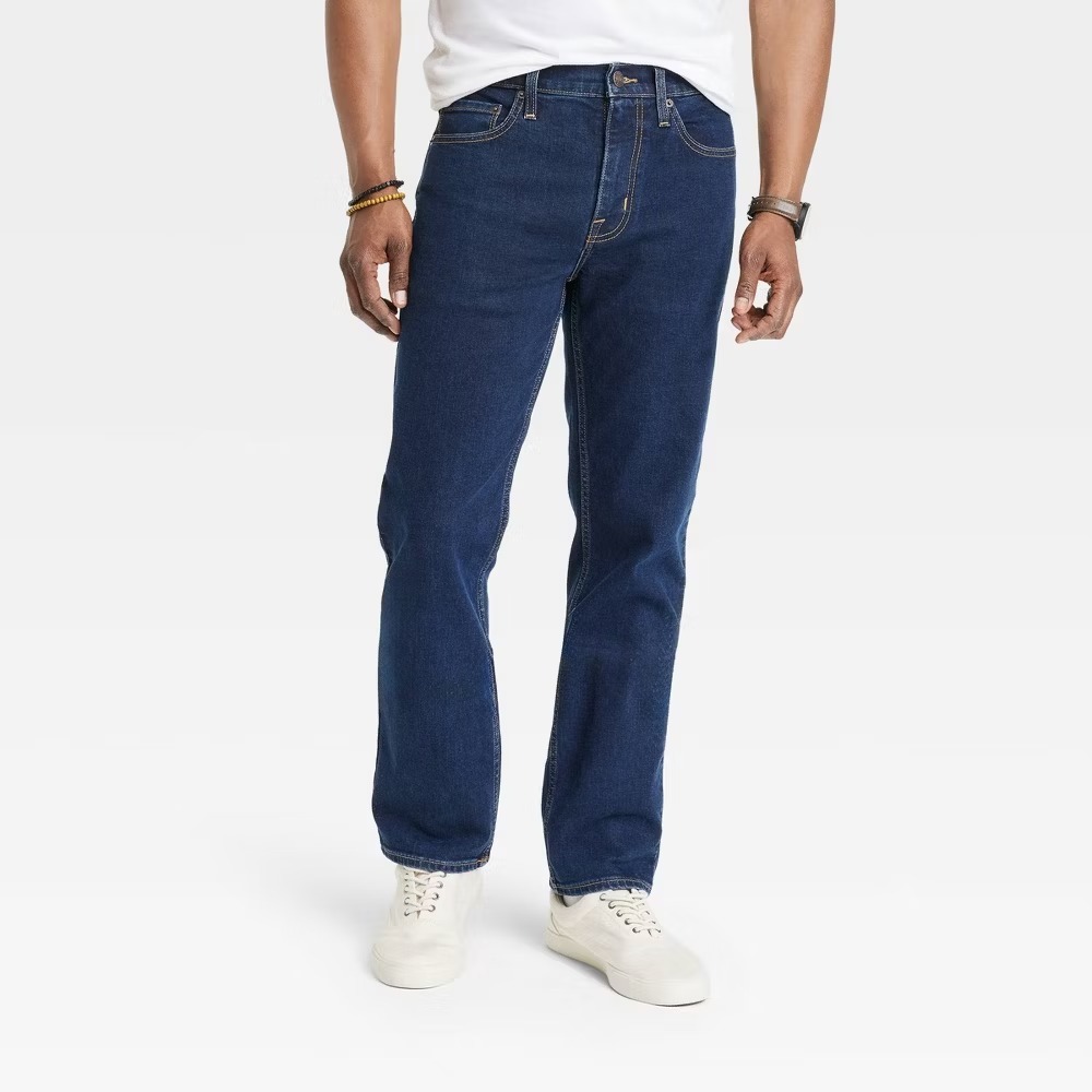 Men's Straight Fit Jeans - Goodfellow & Co Dark Blue 40x32 New With Tags